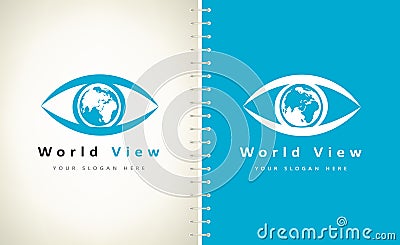 World view vector. Eye with planet earth logo. Vector Illustration